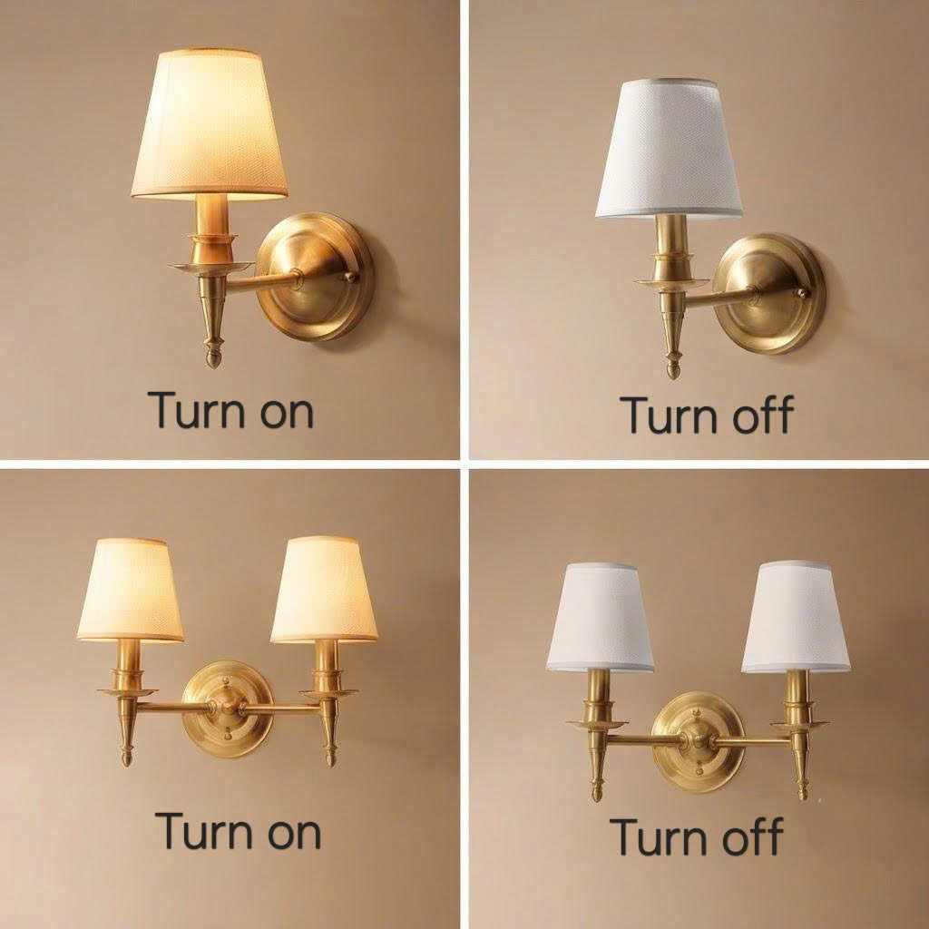 Classic Brushed Copper Wall Lamp | Elegant Cloth Shade Bedside Sconce