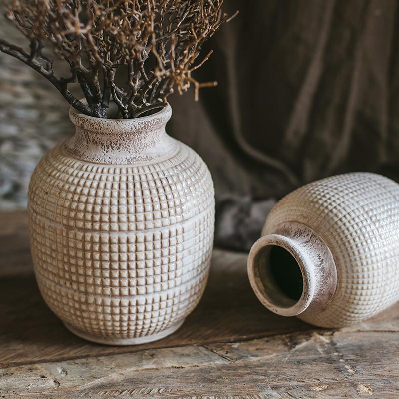 Vase pot en céramique porcelaine texturée blanc