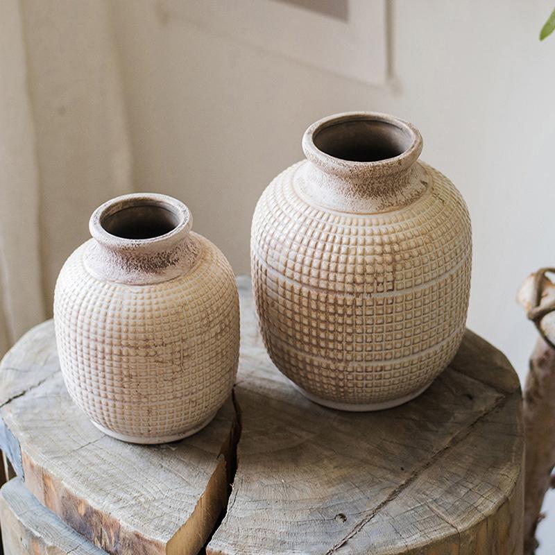 Vase pot en céramique porcelaine texturée blanc