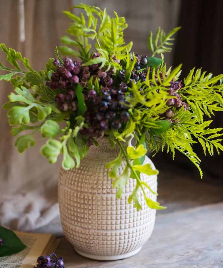 Vase pot en céramique porcelaine texturée blanc