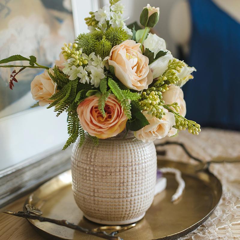 Vase pot en céramique porcelaine texturée blanc