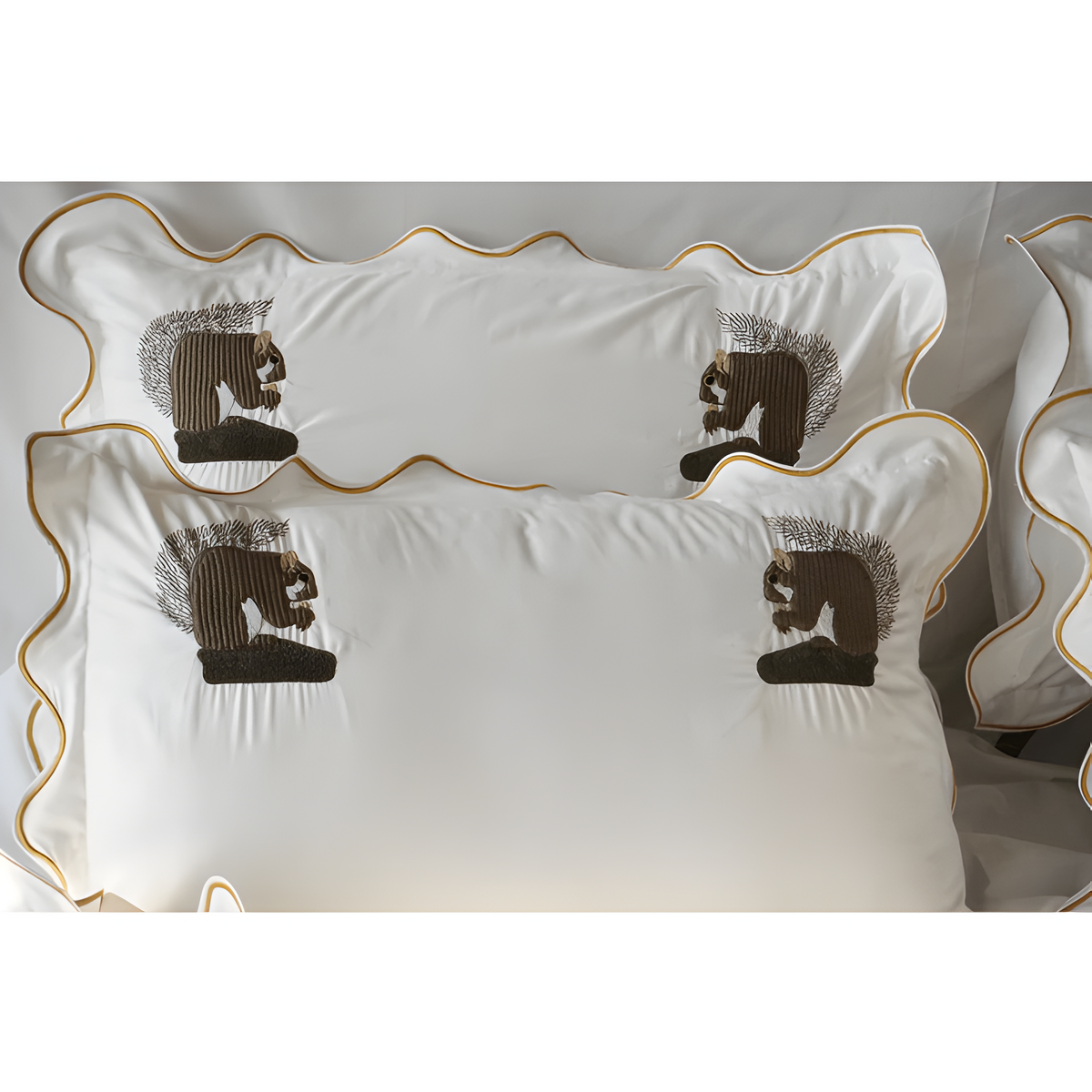 Parure de lit en satin de coton brodé écureuil