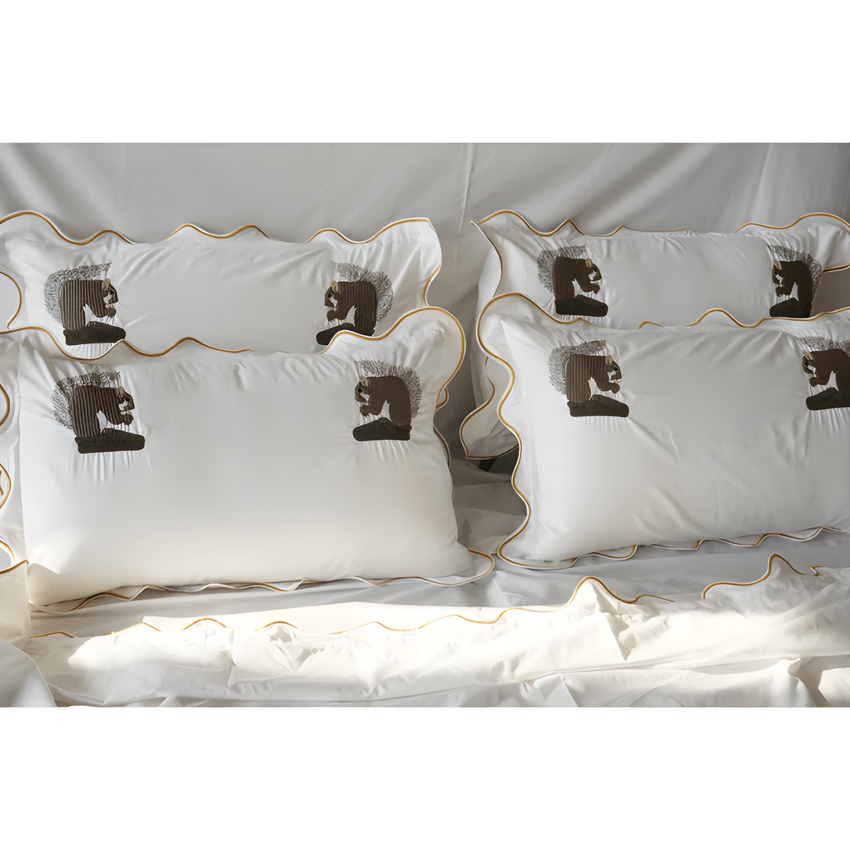 Parure de lit en satin de coton brodé écureuil