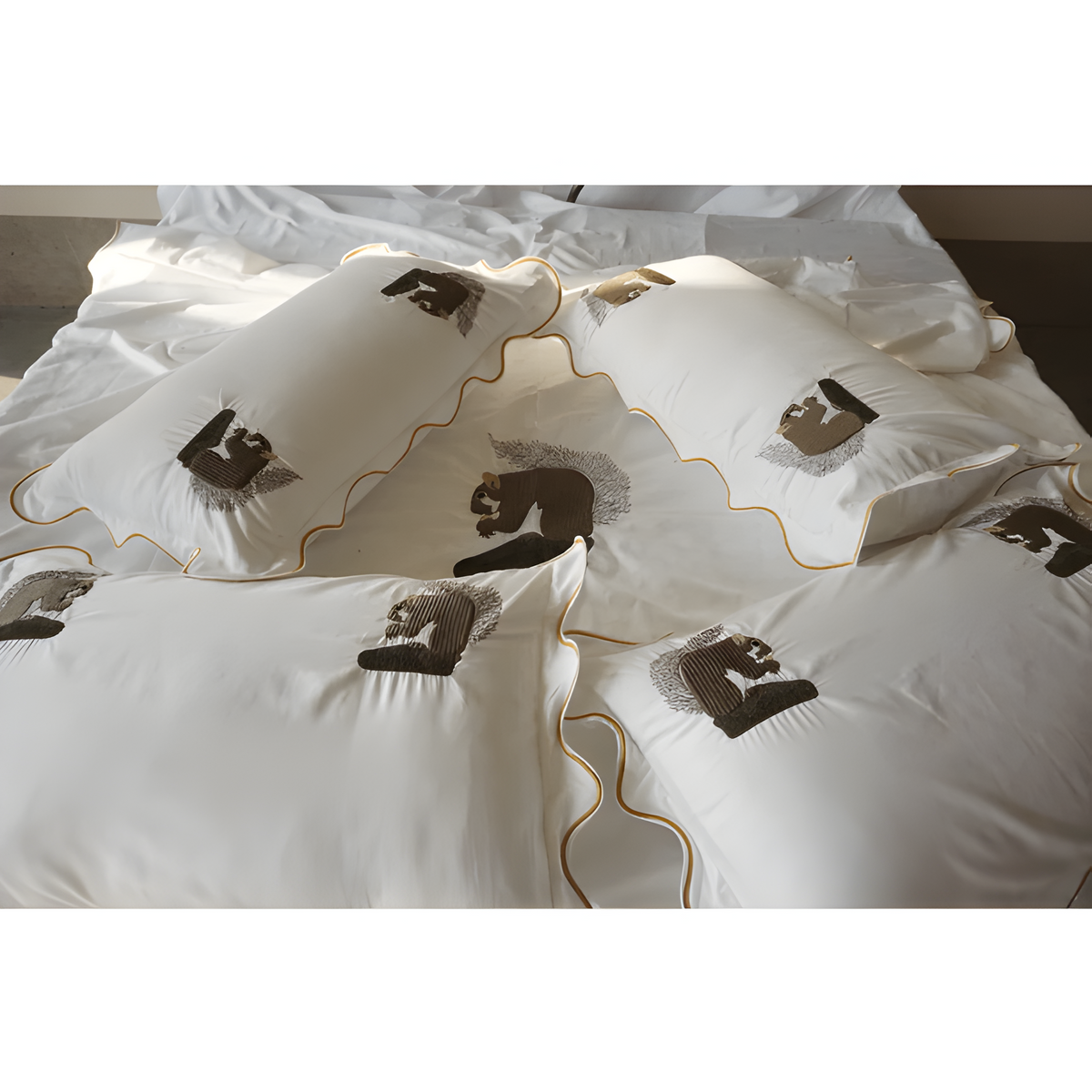 Parure de lit en satin de coton brodé écureuil