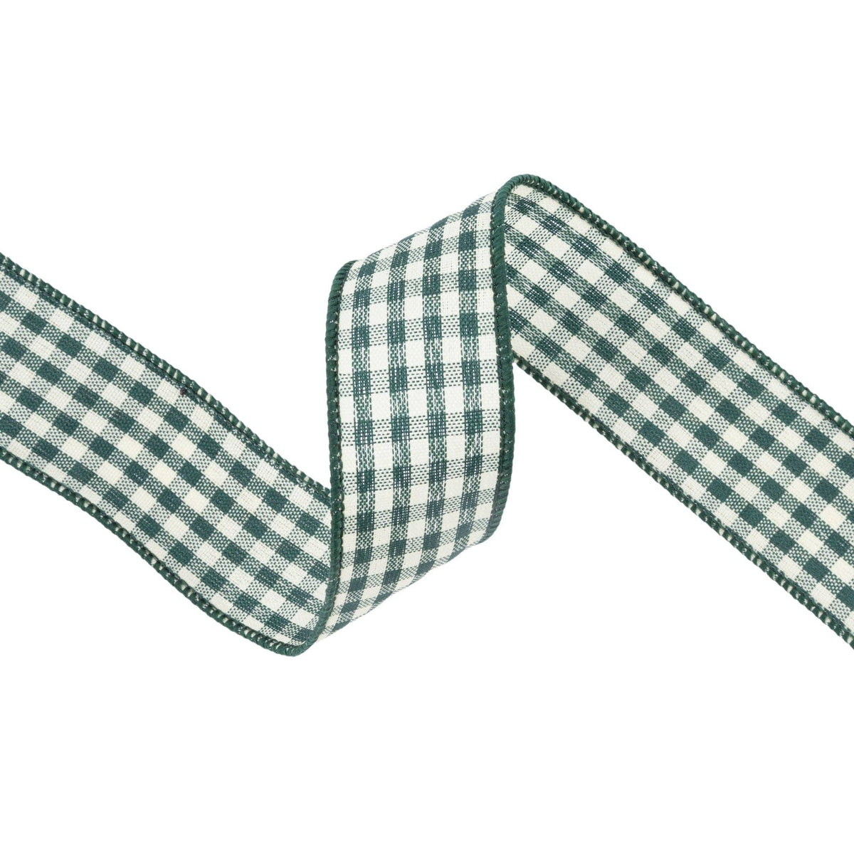 Wired Ribbon - Green & White Gingham | 1.5" Width | 10 Yard Roll