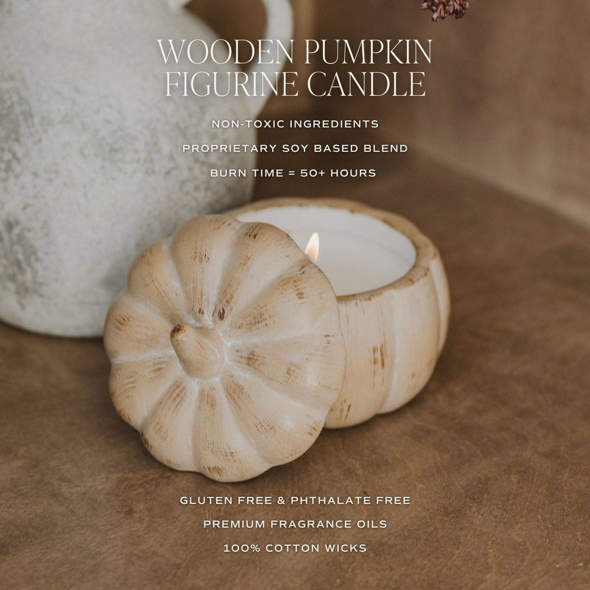 Candela di soia al profumo di zucca speziata - Vaso in ceramica a forma di zucca - 225 g