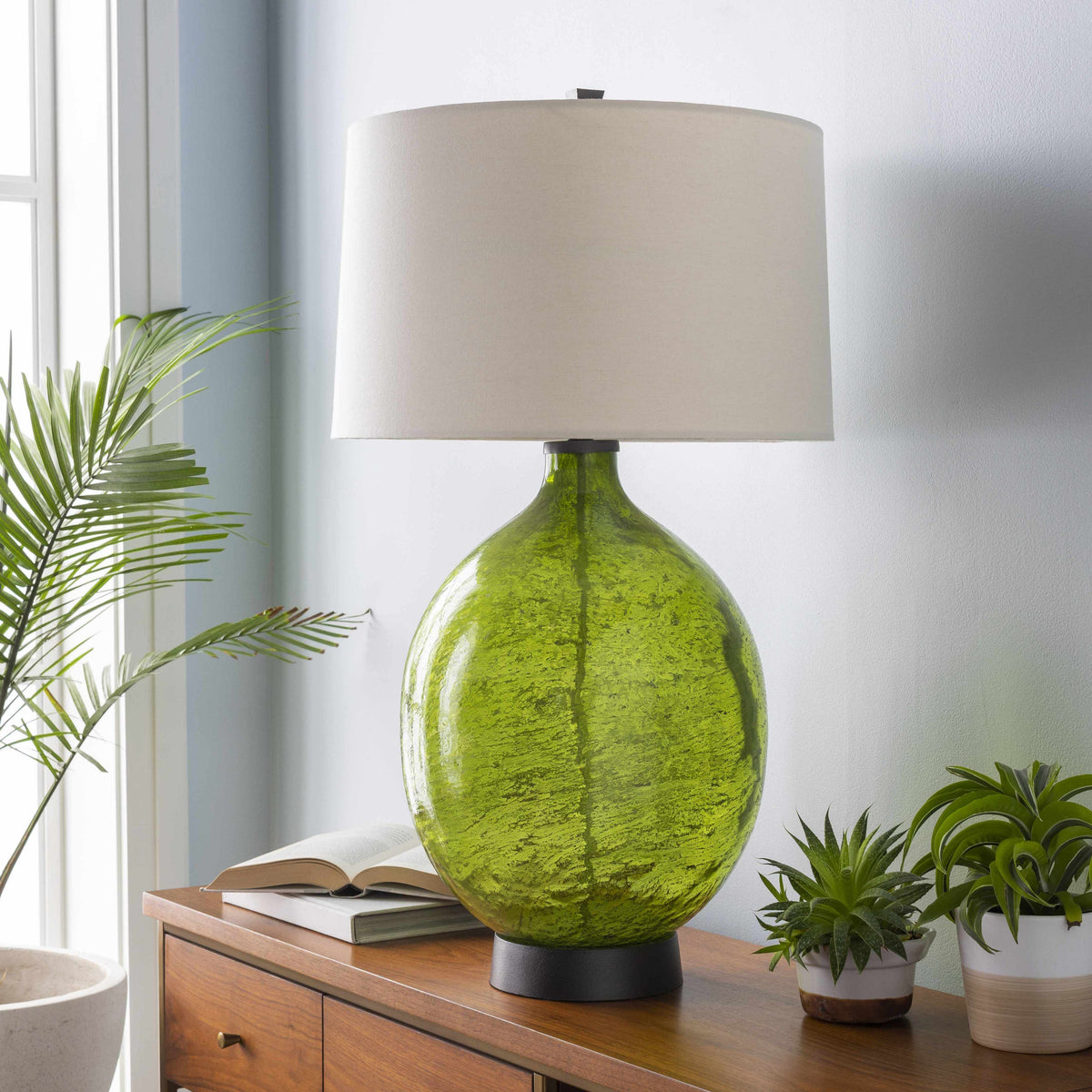 Lampe de table en verre vert citron Westview - Soldes