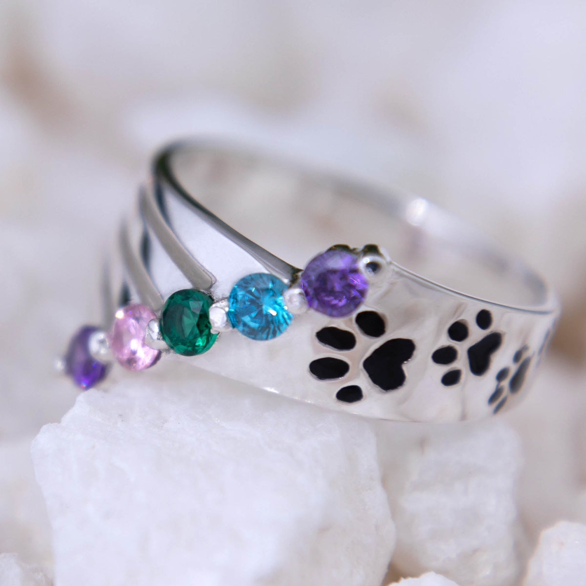 Anello in argento "Walking Paws to the Rainbow"