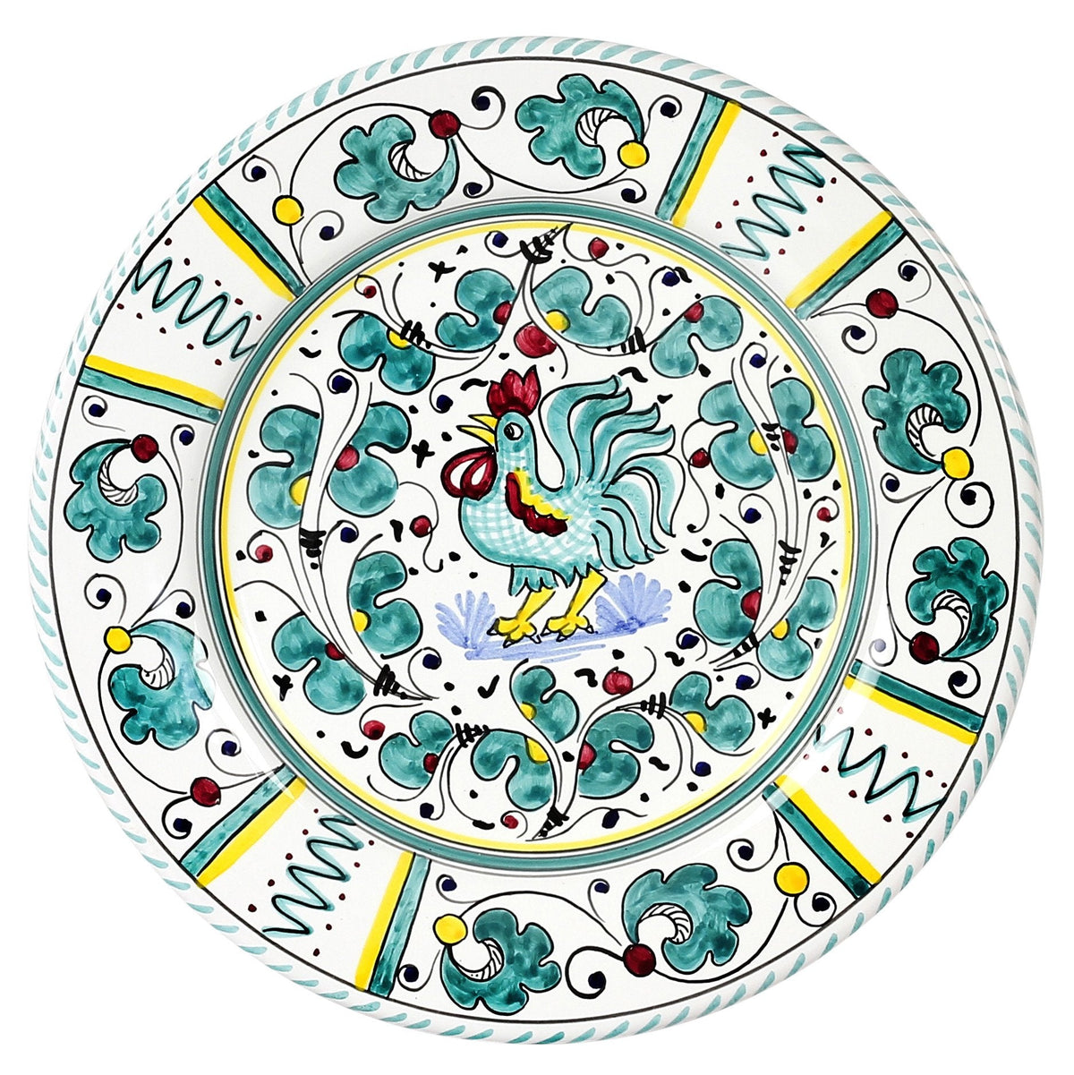 ORVIETO GREEN ROOSTER: Dinner plate