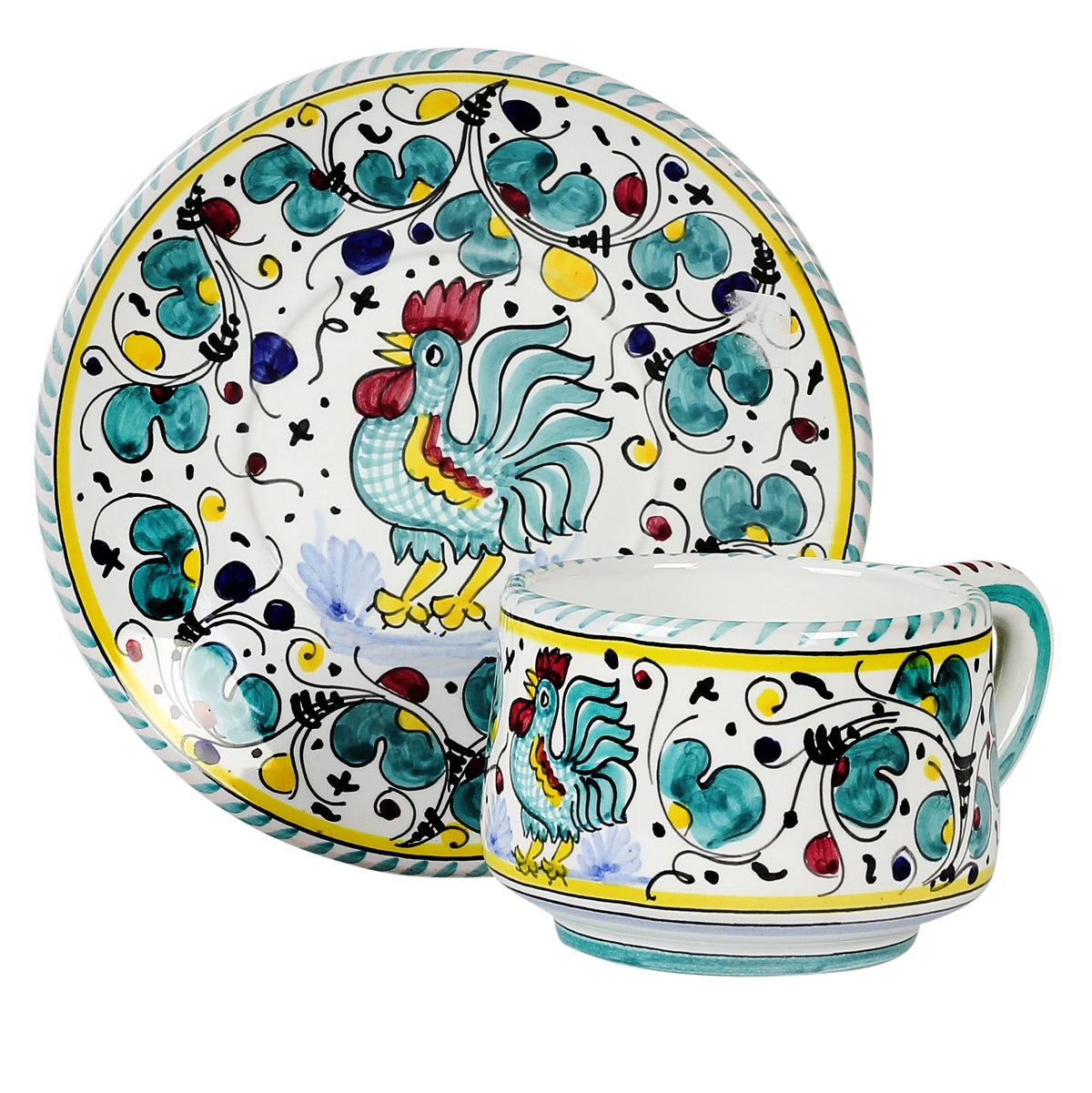 COQ VERT D'ORVIETO : Tasse à thé/café et sous-tasse