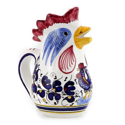 ORVIETO BLUE ROOSTER: Rooster of Fortune Pitcher (1 Liter 34 Oz 1 Qt)