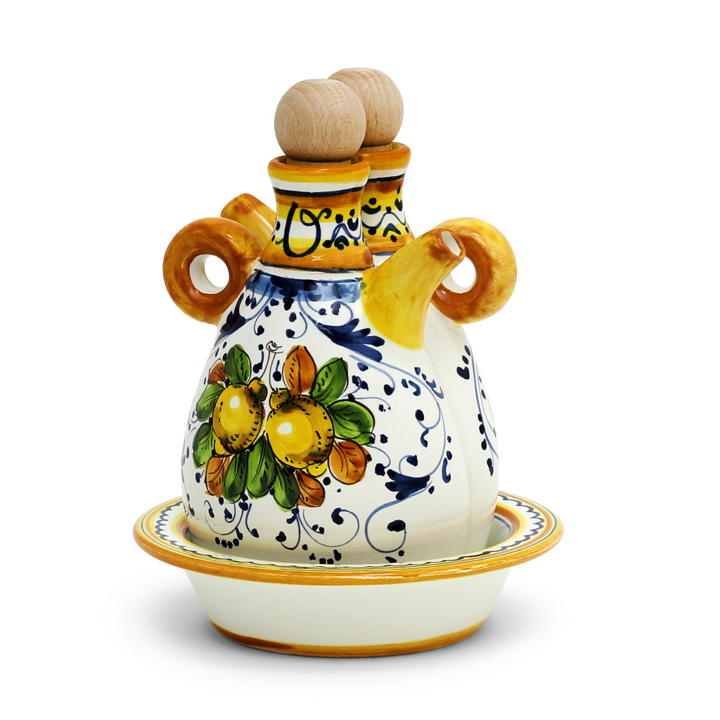 LIMONCINI : Ensemble huile et vinaigre « The Better Half » avec plateau/soucoupe