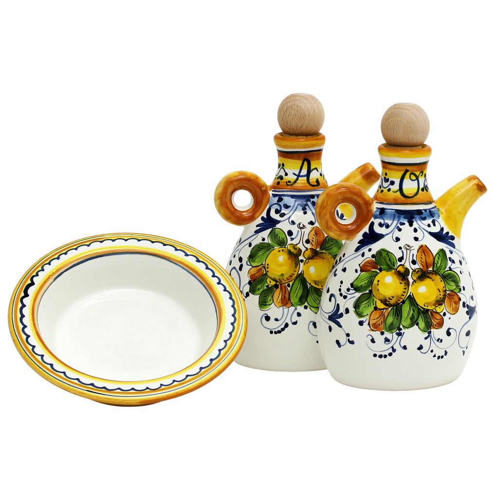 LIMONCINI : Ensemble huile et vinaigre « The Better Half » avec plateau/soucoupe