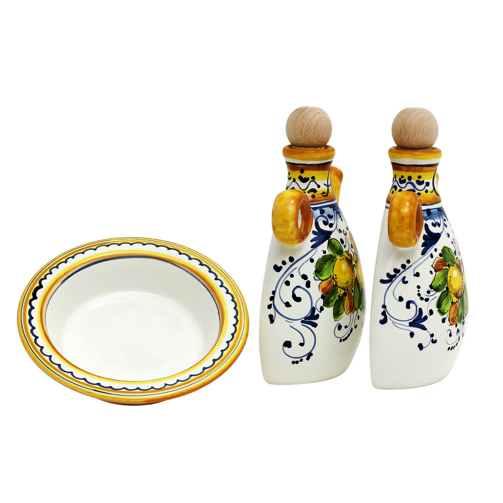 LIMONCINI : Ensemble huile et vinaigre « The Better Half » avec plateau/soucoupe
