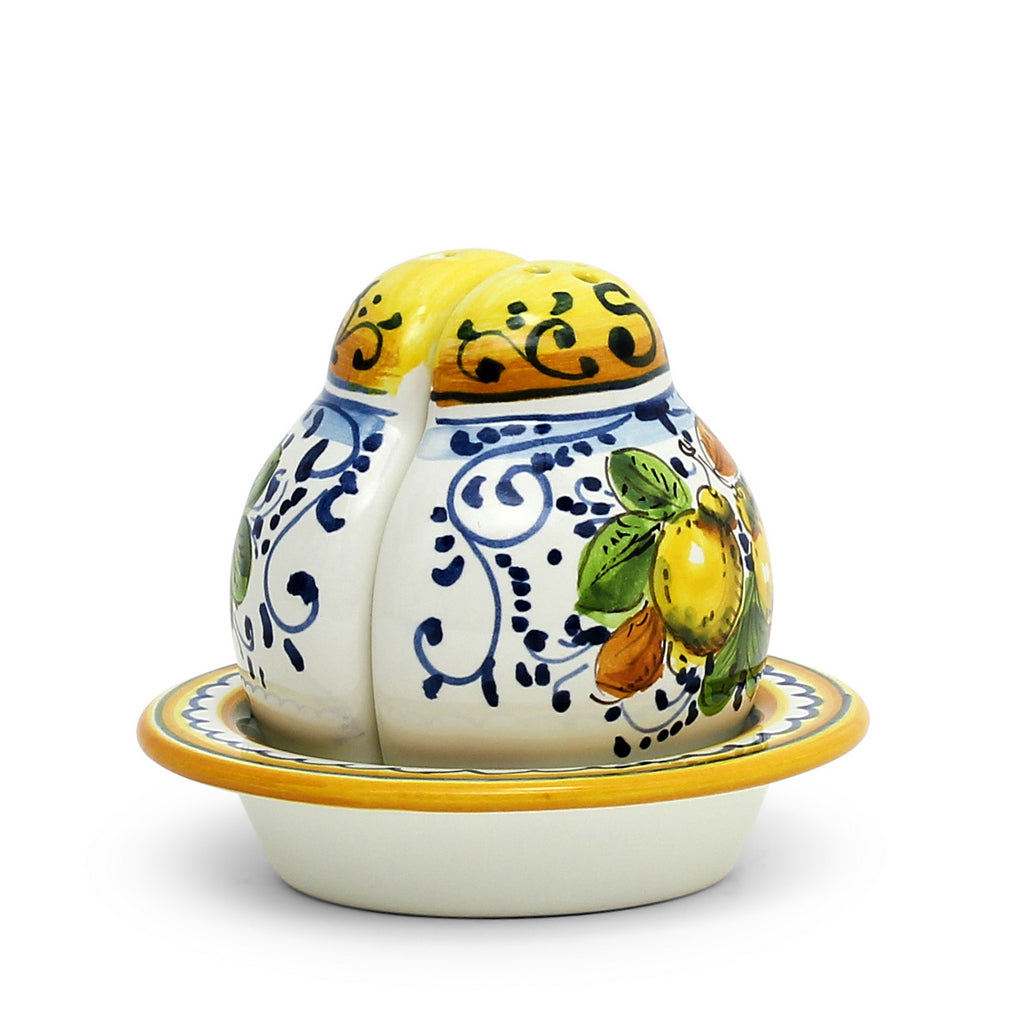 LIMONCINI : Ménagère sel et poivre « The Better Half » avec plateau/soucoupe