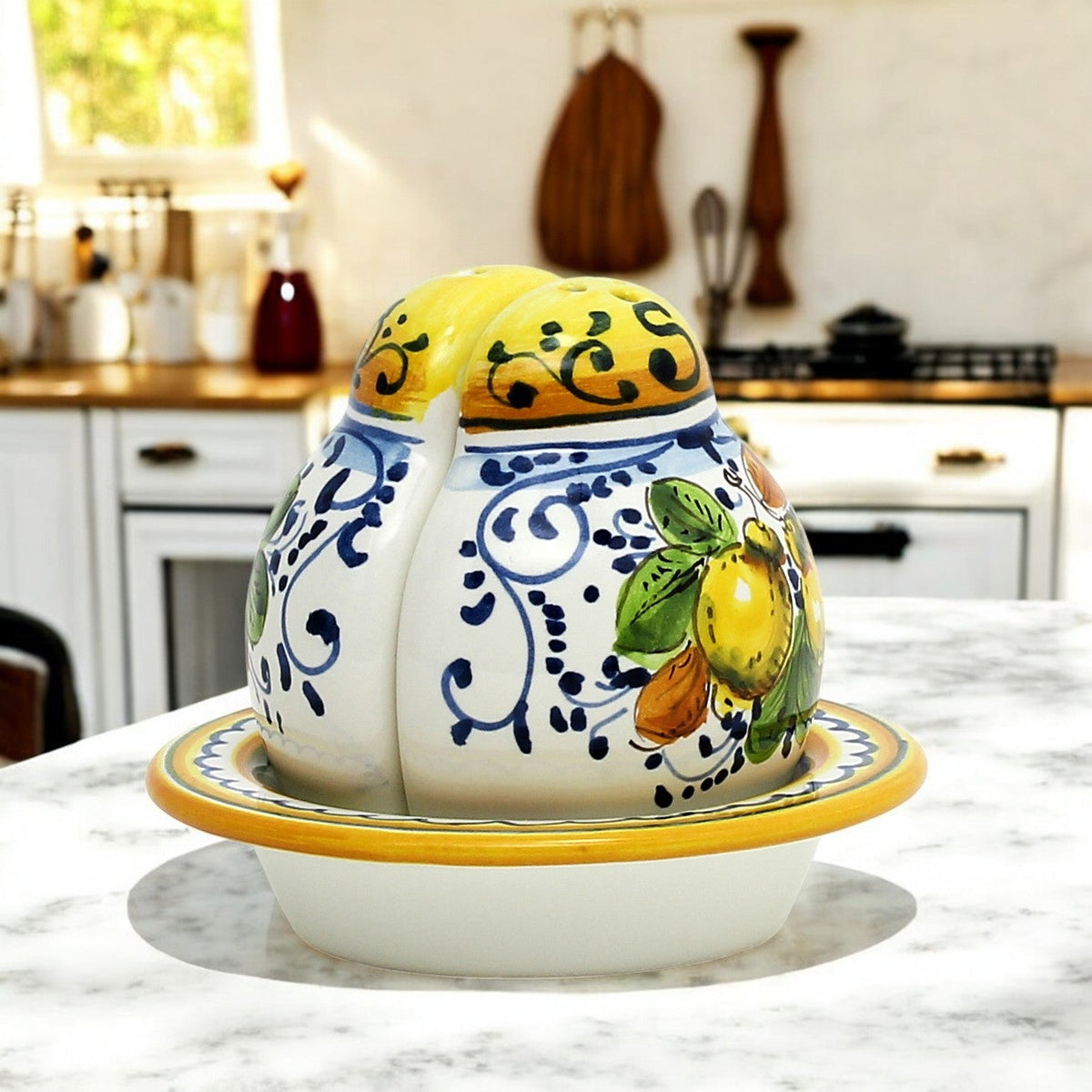 LIMONCINI : Ménagère sel et poivre « The Better Half » avec plateau/soucoupe