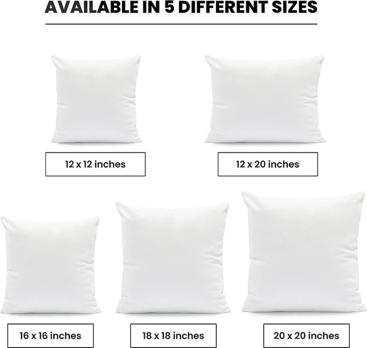 Foamily 18x18 Pillow Inserts Set of 4, 100% Cotton Cover Throw Pillow Inserts, Decorative Square Pillow Stuffers for Couch, Sofa, Bed & Home Decor, White 4 Pack