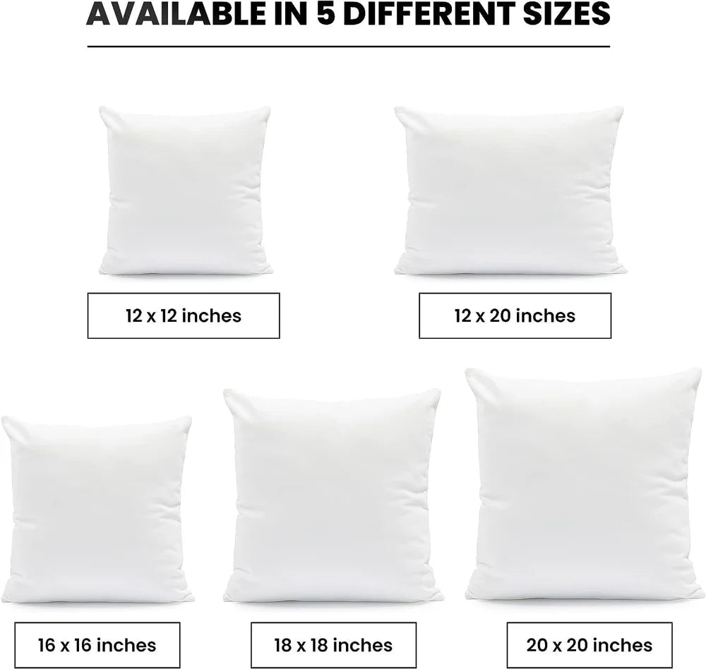 Foamily 18x18 Pillow Inserts 100% Cotton Cover Throw Pillow Inserts, Decorative Square Pillow Stuffers for Couch, Sofa, Bed & Home Decor