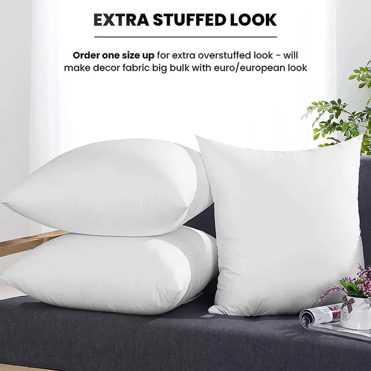 Foamily 18x18 Pillow Inserts Set of 4, 100% Cotton Cover Throw Pillow Inserts, Decorative Square Pillow Stuffers for Couch, Sofa, Bed & Home Decor, White 4 Pack
