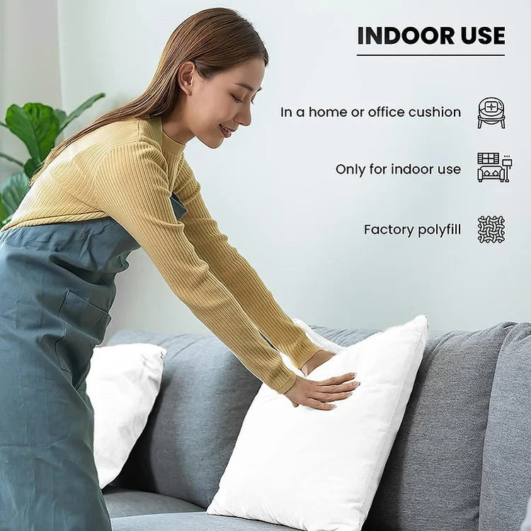 Foamily 18x18 Pillow Inserts Set of 4, 100% Cotton Cover Throw Pillow Inserts, Decorative Square Pillow Stuffers for Couch, Sofa, Bed & Home Decor, White 4 Pack