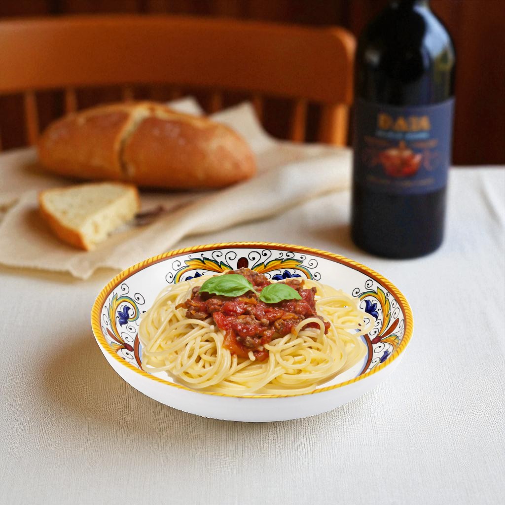 RAFFAELLESCO-PERUGINO : Assiette creuse ronde à bords larges pour risotto/pâtes/cioppino