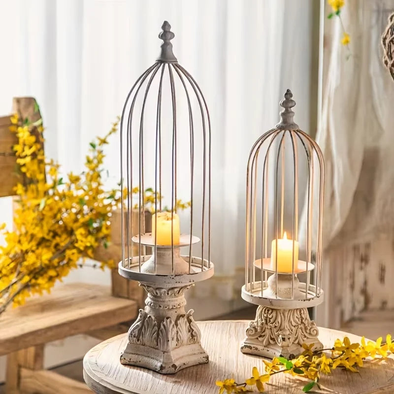 Ivory Heirloom Birdcage Candle Holder