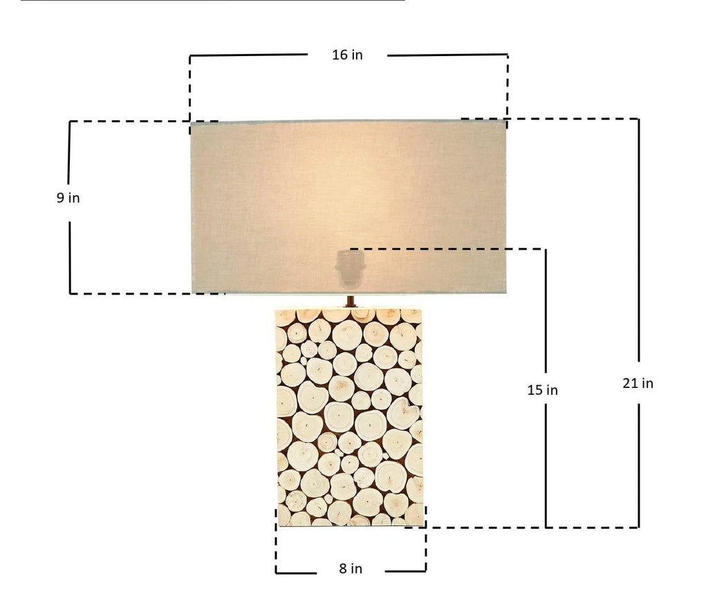 Handmade Sustainable Large Mosaic Eucalyptus Wood Accent Desk Lamp