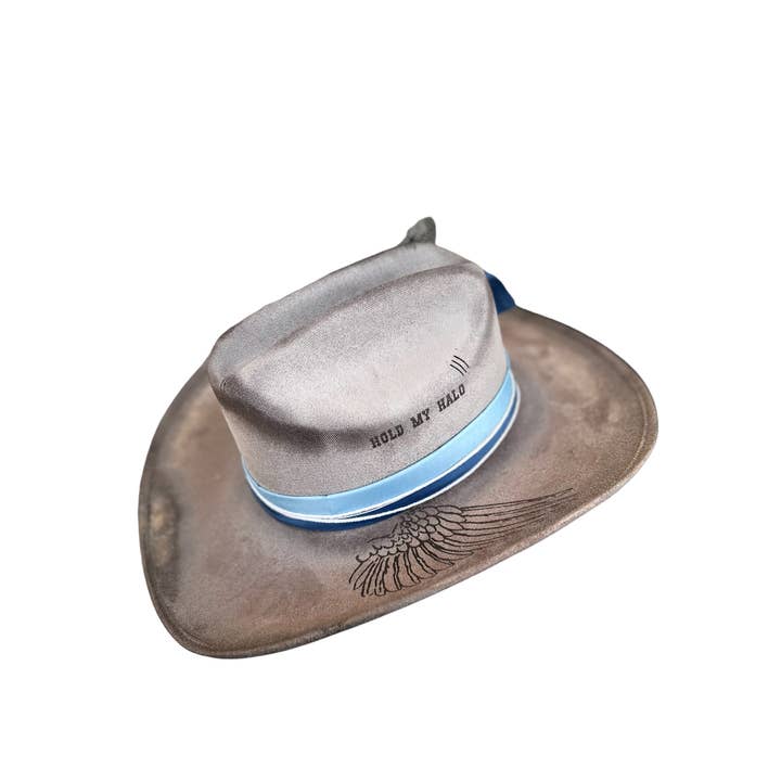Hold My Halo Angel Wing Burnt Cowboy Hat Wild Indigo Grey