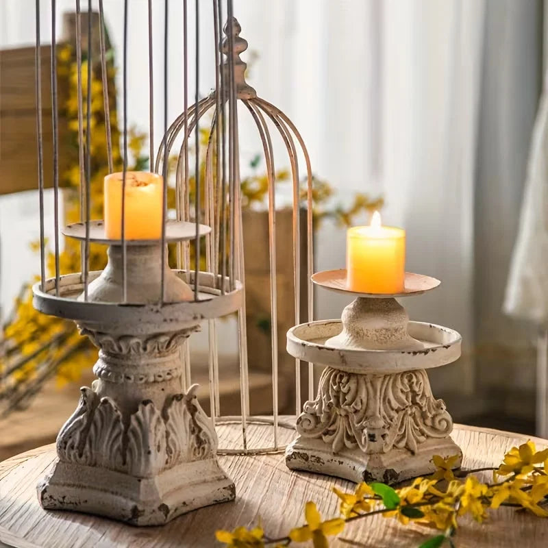 Ivory Heirloom Birdcage Candle Holder