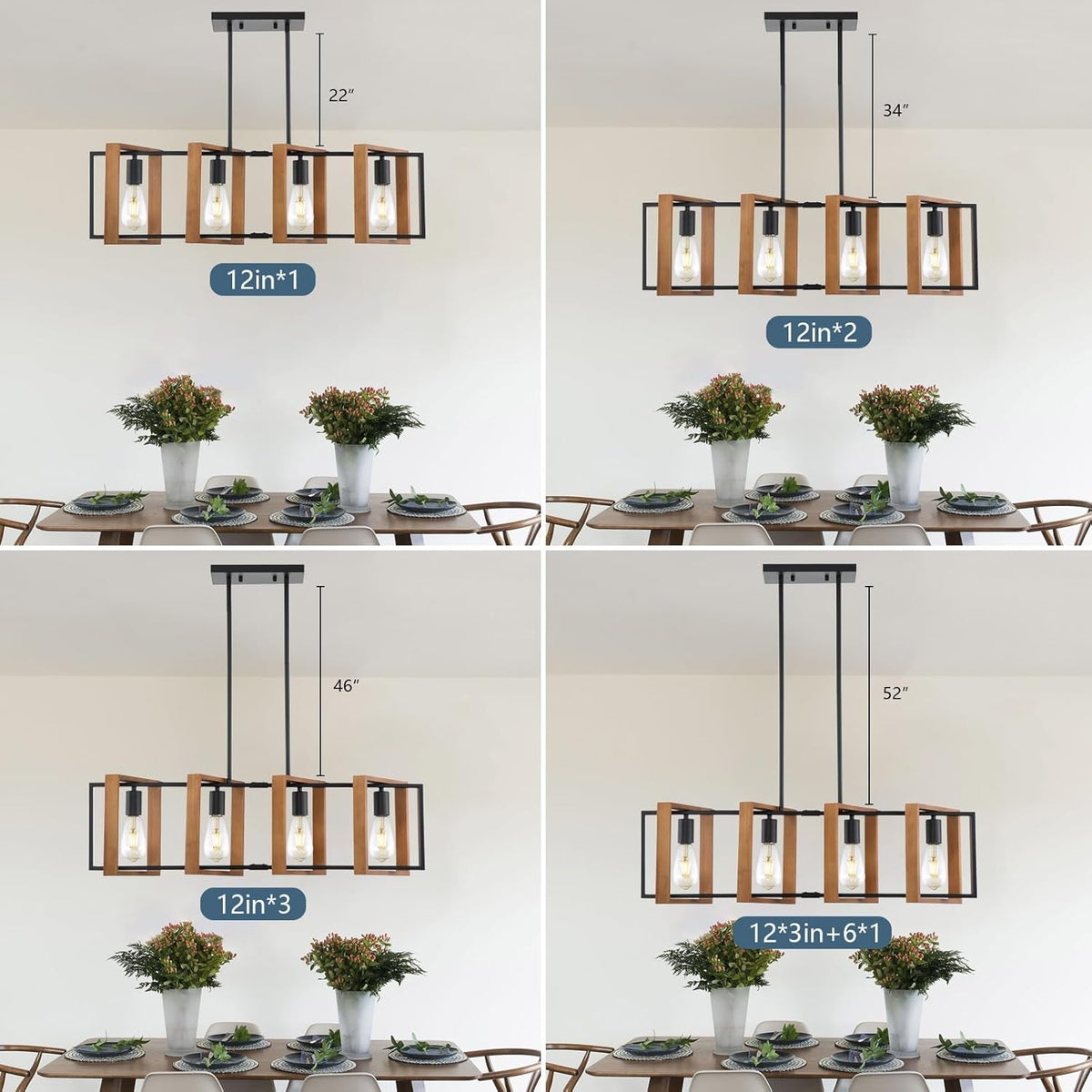 Farmhouse Linear Semi-Caged Chandelier