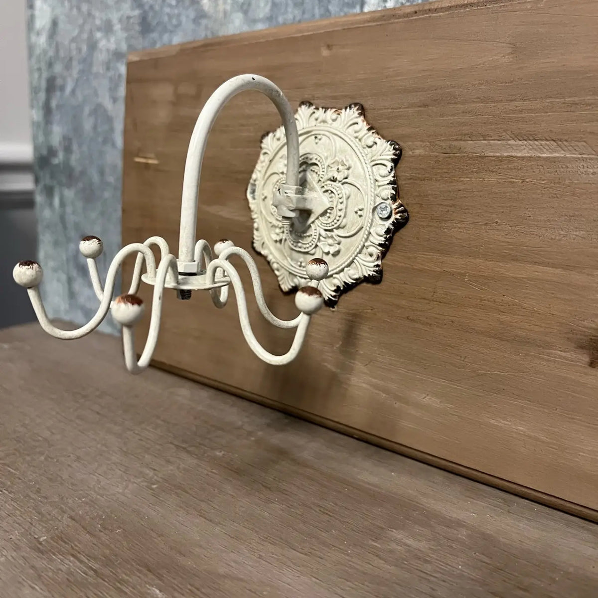 PEWTER HOOK IN DISDRESSED WHITE FINISH