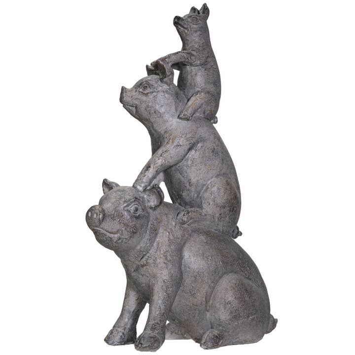Stacked Farm House Pigs Figurine Pacific Trading 24.1 x 12.1 x 36.2 cm
