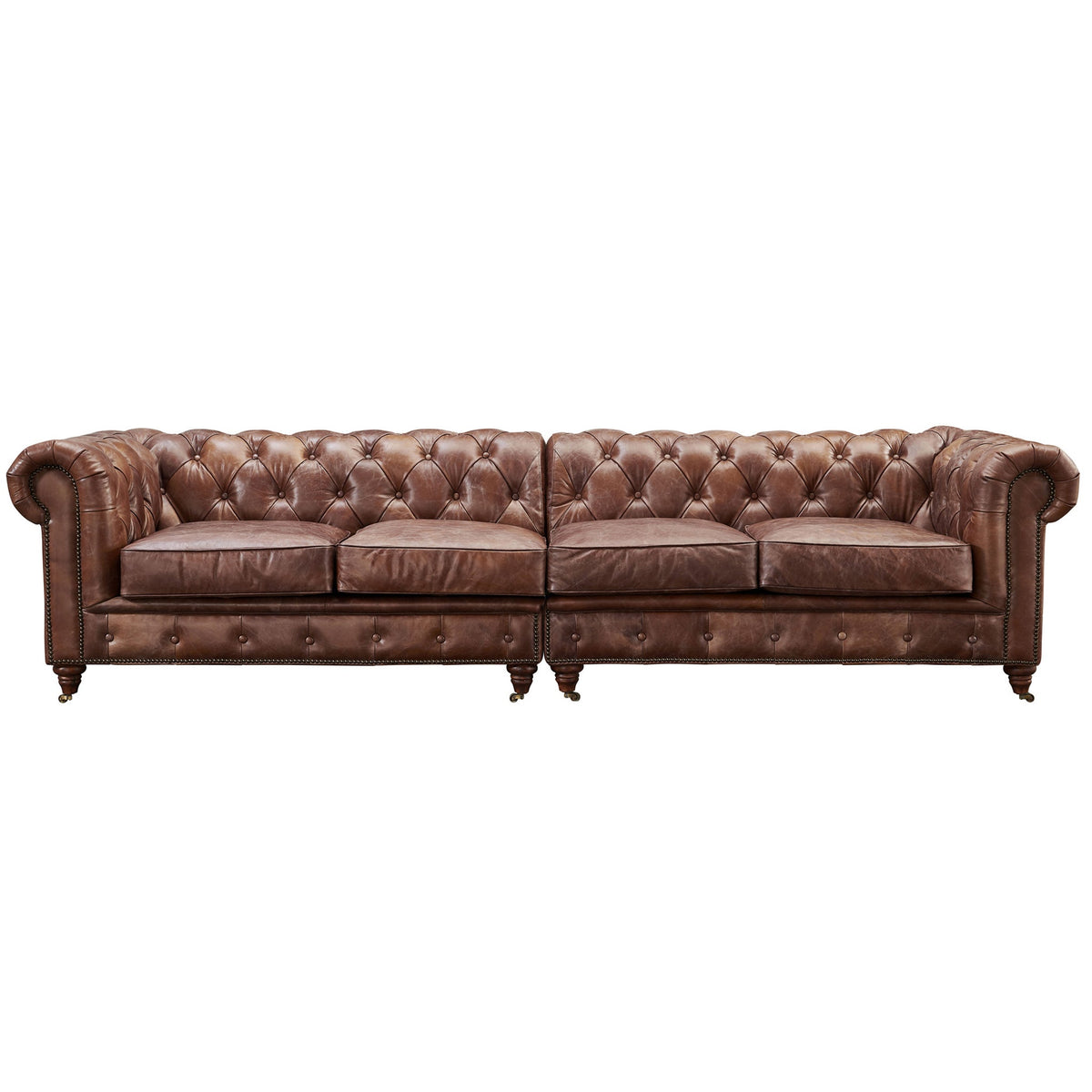 Century Chesterfield Sofa - Bark Brown Leather - 118"