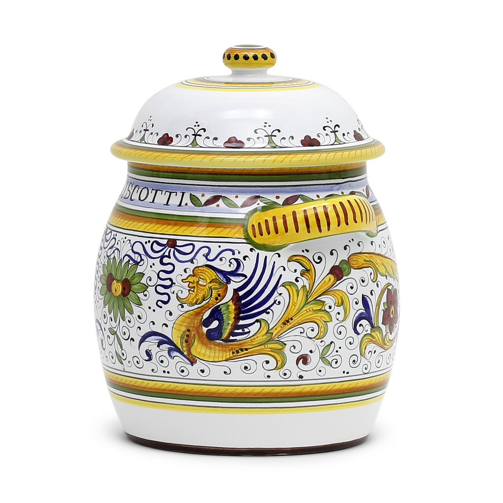 RAFFAELLESCO DELUXE: Traditional Deruta Biscotti Jar