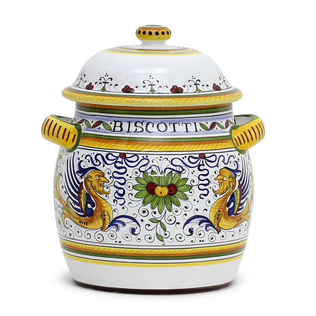 RAFFAELLESCO DELUXE: Traditional Deruta Biscotti Jar