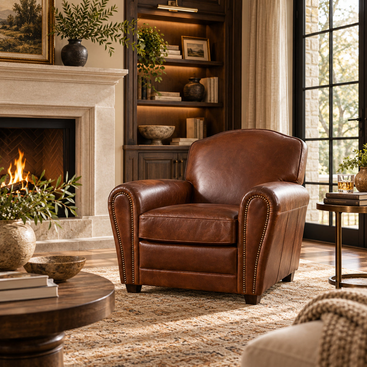 Matthew Full Top Grain Leather Arm Chair
