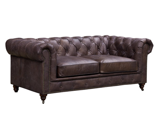 Canapé deux places Chesterfield Century - cuir marron foncé