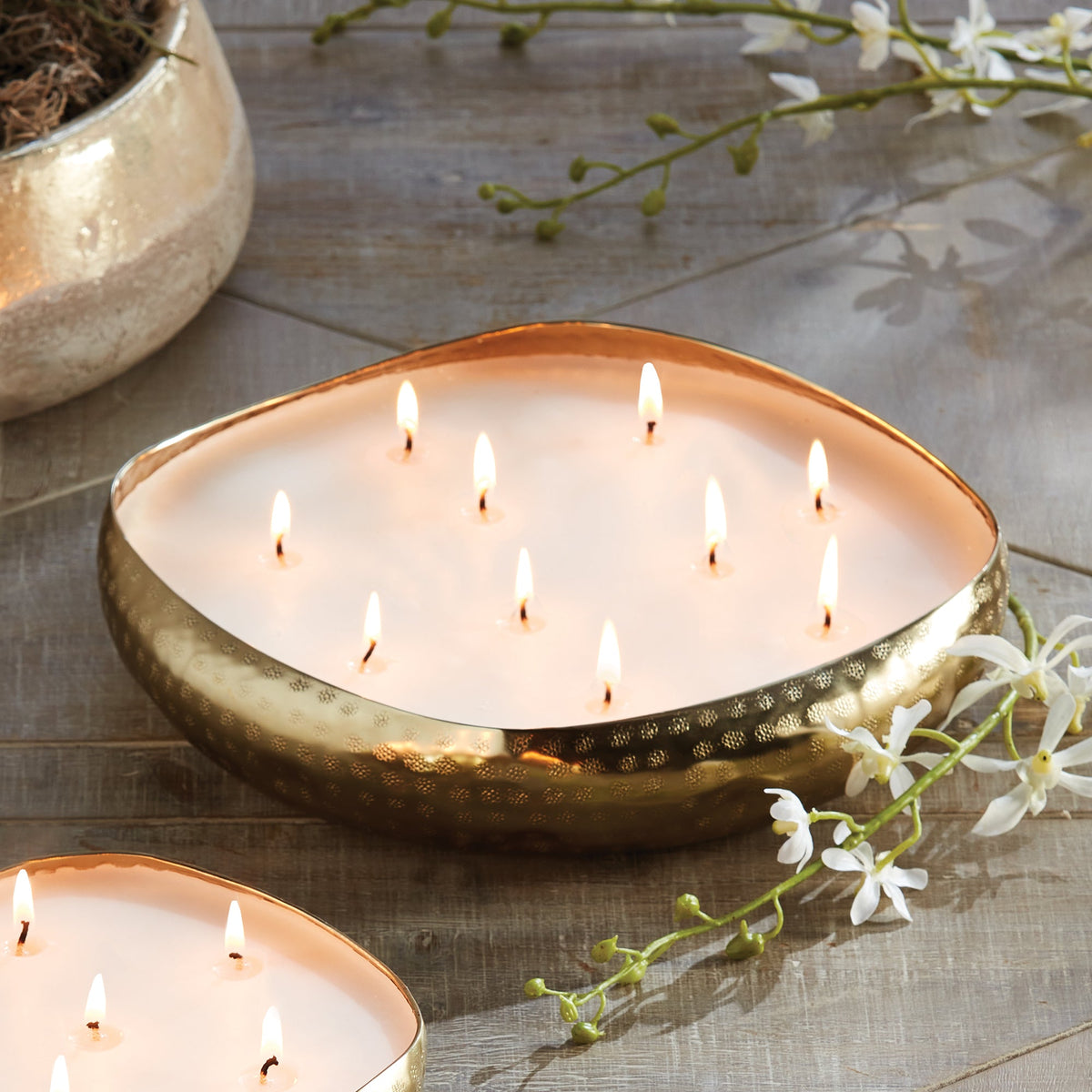 10 WICK GOLD CANDLE TRAY