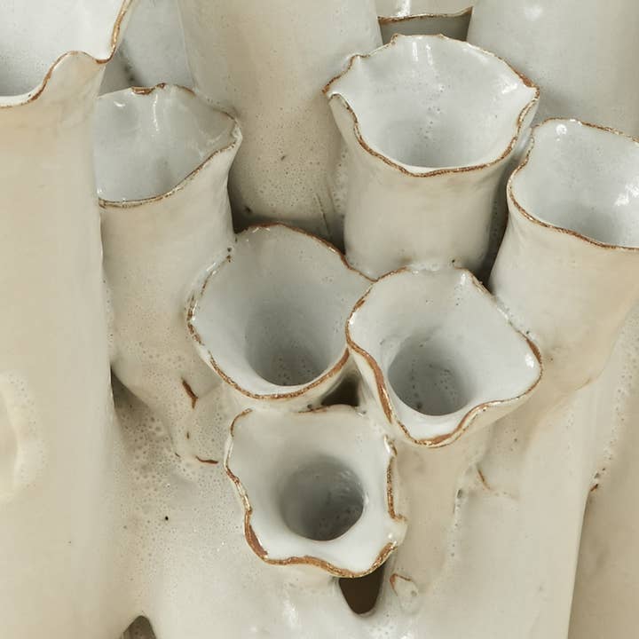White Ocean Bloom Ceramic Vase