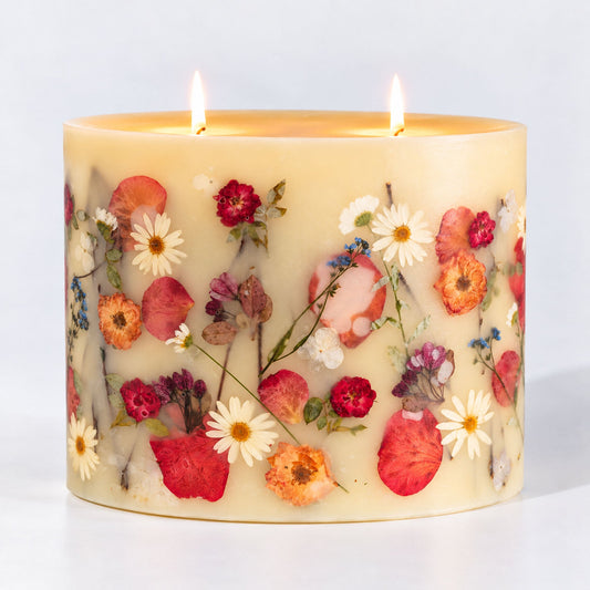 Candela botanica Centerpiece - Rosa e albicocca