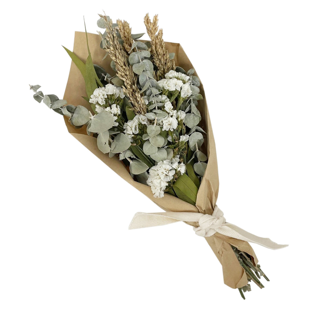 Petite Floral and Eucalyptus 12" Bouquet: White Floral