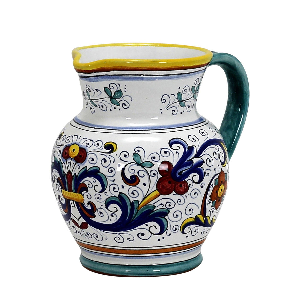 RICCO DERUTA DELUXE: Traditional Deruta Pitcher (1 Liter - 34 OZ. - 4 Cups)