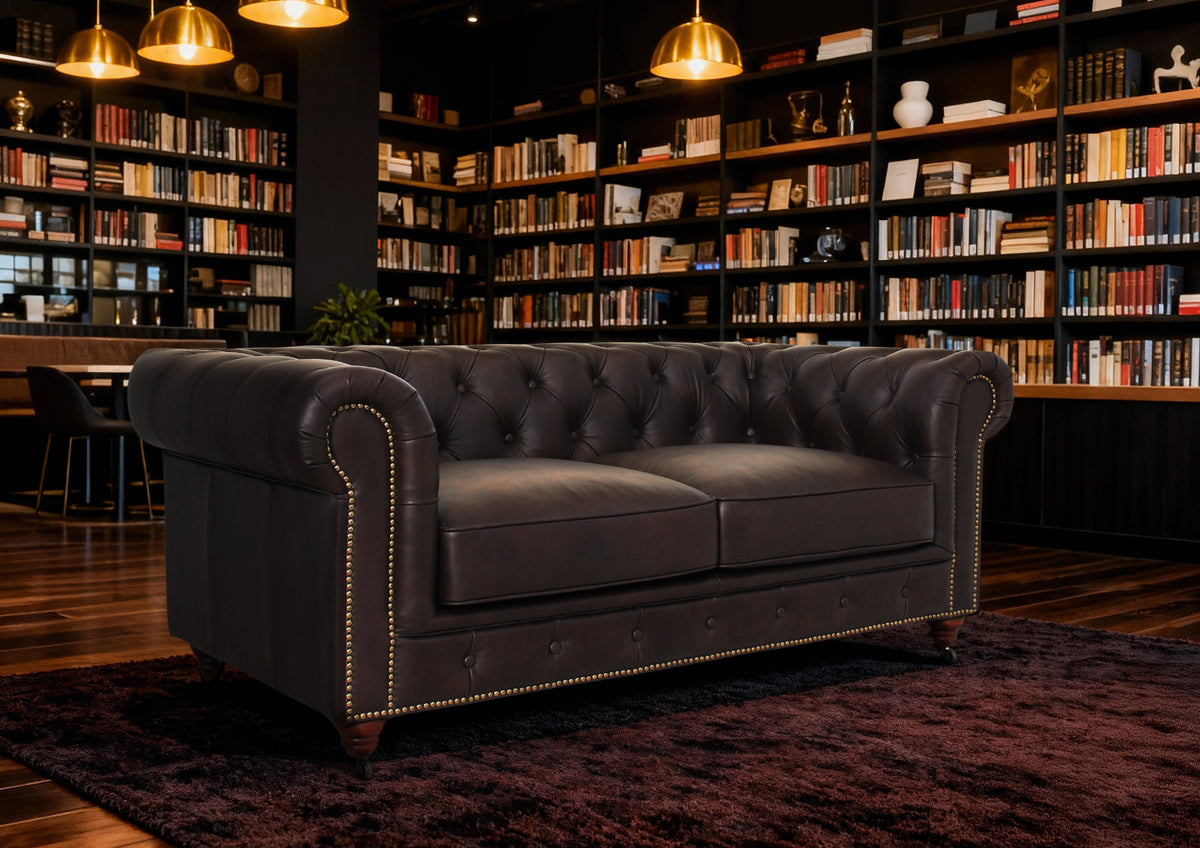 Belgravia Chesterfield Top Grain Tufted Leather Sofa – Classic Elegance in Premium Leather
