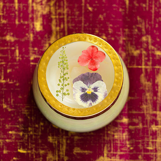 Bougie florale pressée à l'aquarelle Accent - Vigne de tomate