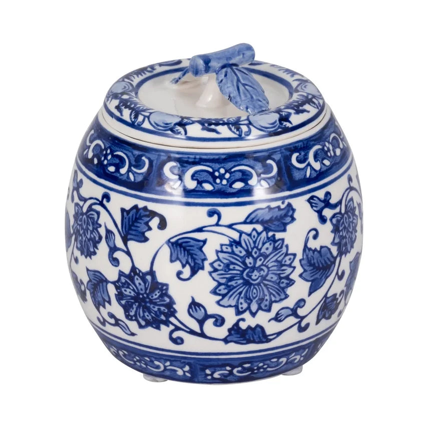 Blue/White Peony Chinoiserie Lidded Candle