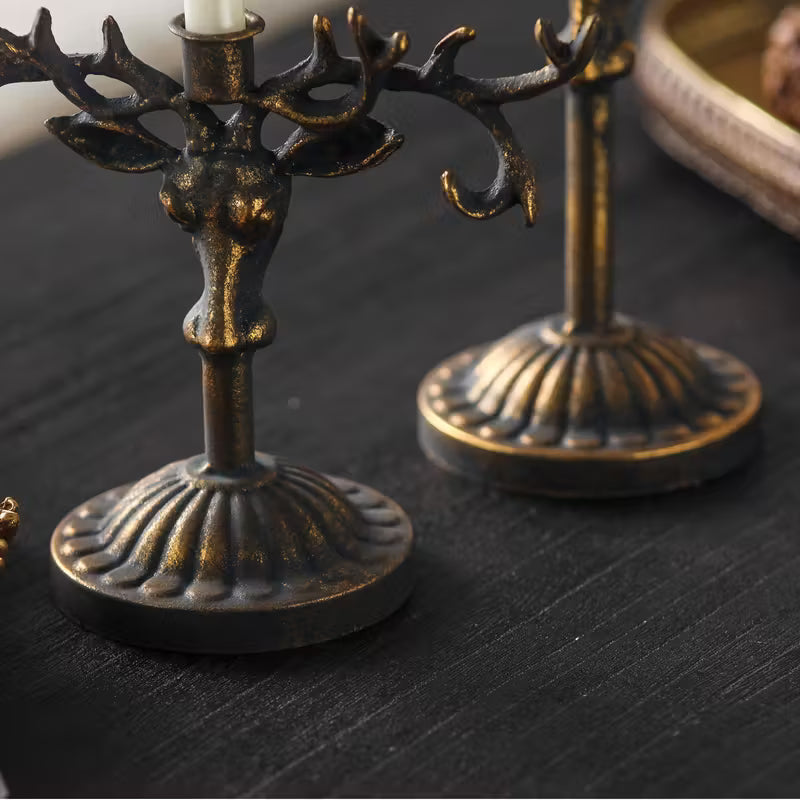 Antique-Style Deer Antler Candle Holder