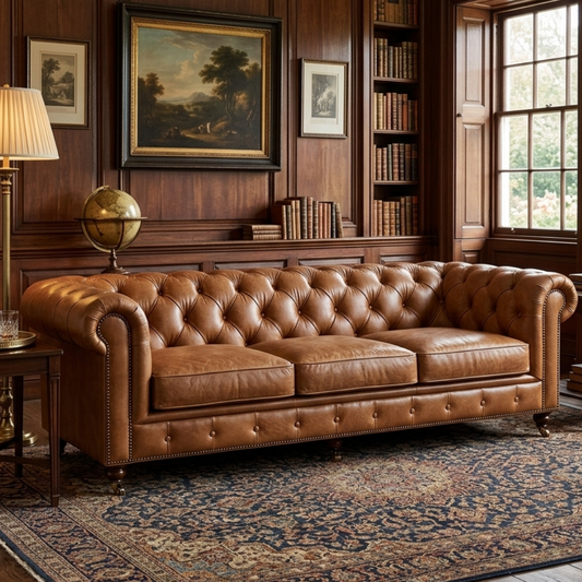 Divano Chesterfield Century - Pelle marrone chiaro