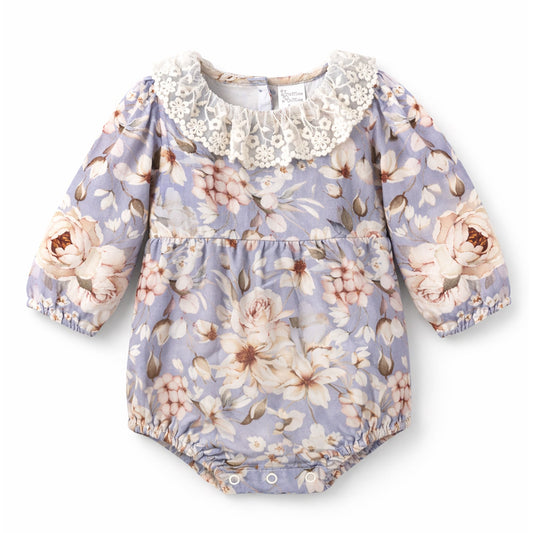 Body bébé à fleurs vintage avec col en dentelle