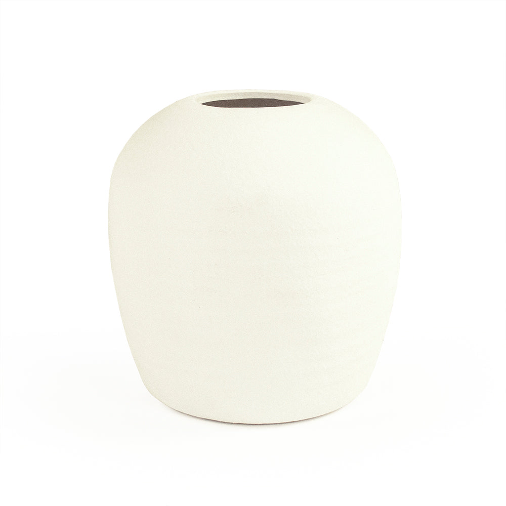 Elio Matte White Ceramic Vase 11.5 in