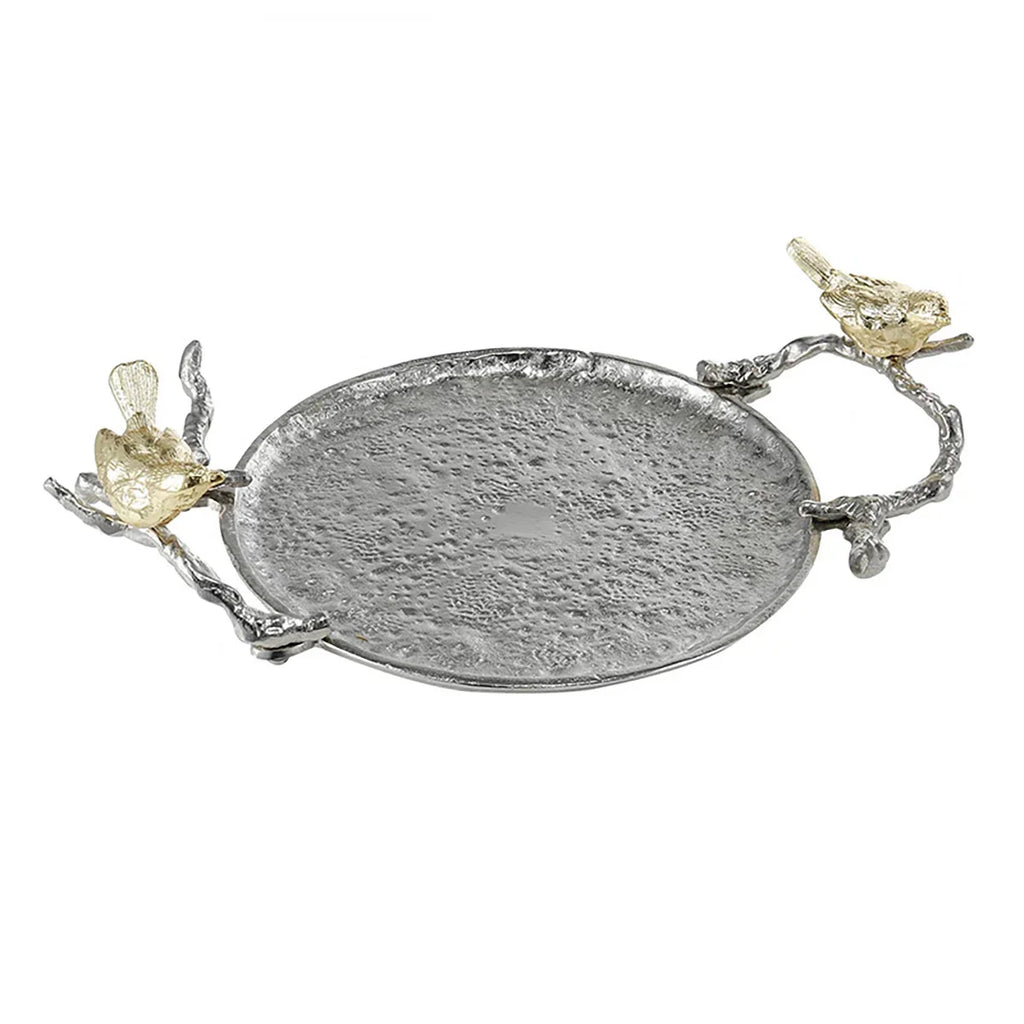 Aviara Silver Bird Handle Accent Tray